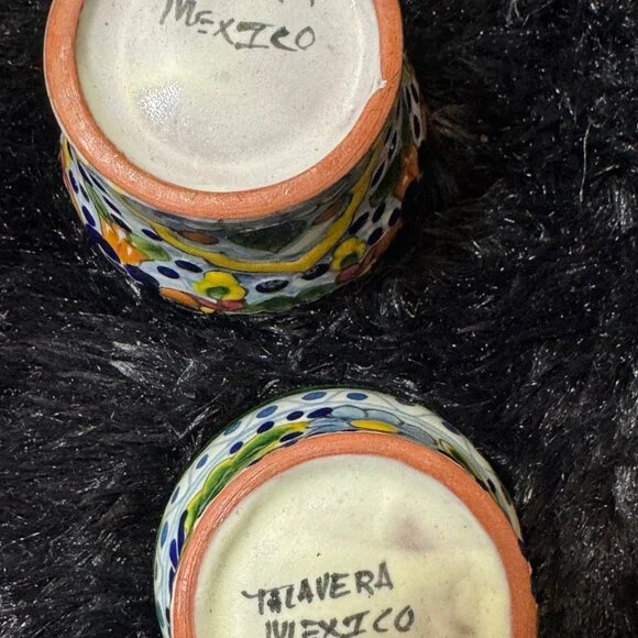 Talavera Mexican Folk Art Ceramic Mini Planters Floral Patterns Set Of 3 - Picture 8 of 9